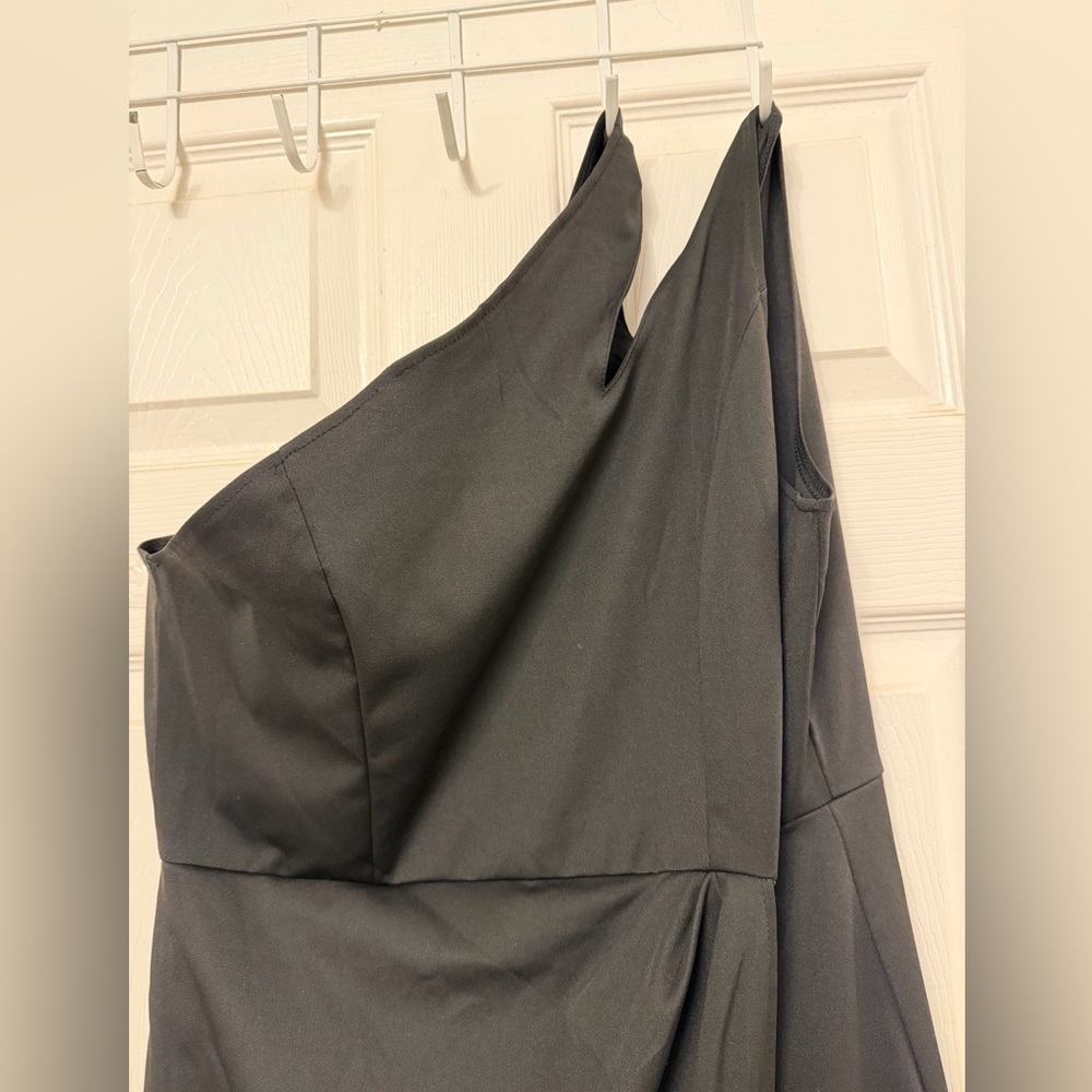 Black One Shoulder Cocktail Party Midi Dresses Size XL - Picture 7 of 7